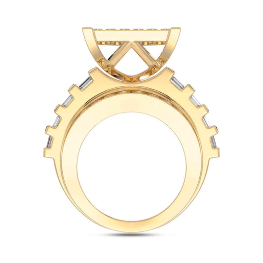 LADIES RING 4.00CT ROUND/PRINCESS/BAGUETTE DIAMOND 10K YELLOW GOLD