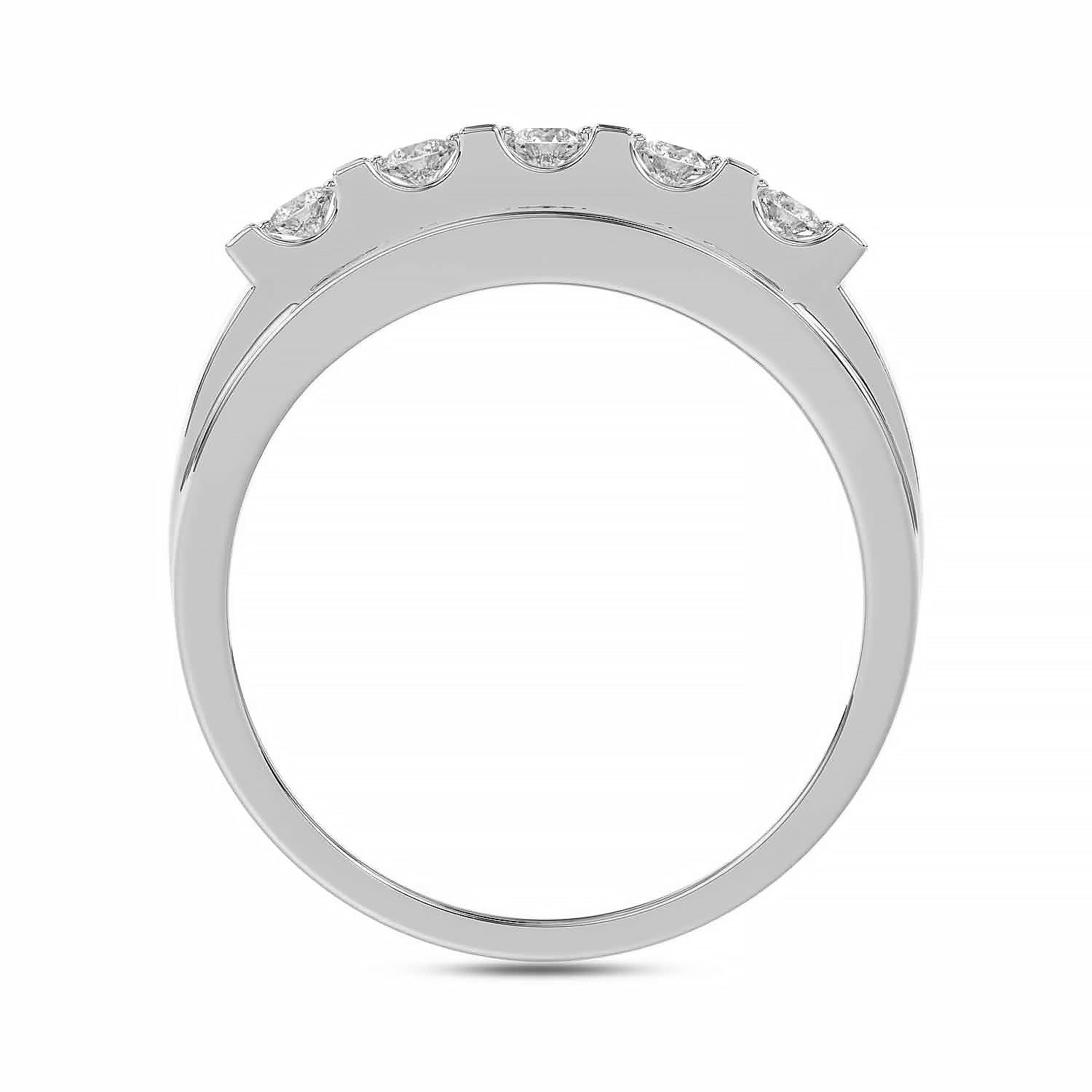 MEN'S BAND 1.50CT ROUND DIAMOND 10K WHITE GOLD