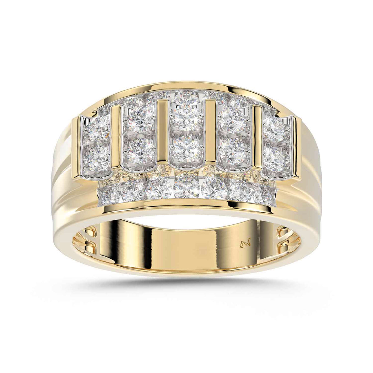 MEN'S BAND 1.50CT ROUND DIAMOND 10K YELLOW GOLD