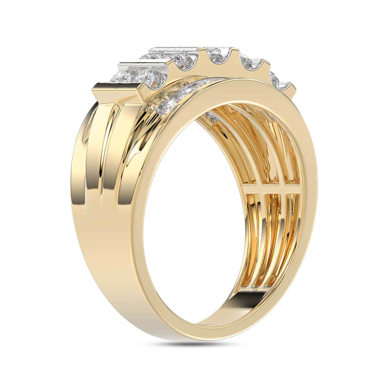 MEN'S BAND 1.50CT ROUND DIAMOND 10K YELLOW GOLD