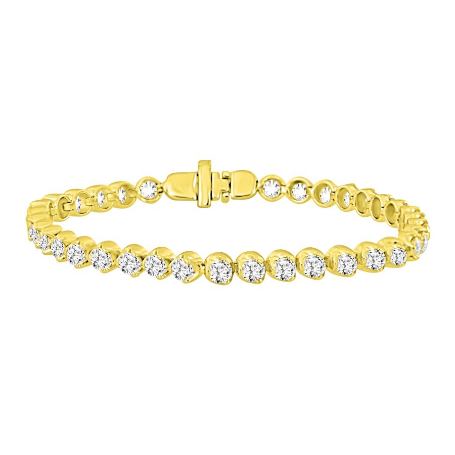 LADIES BRACELET 6.15CT ROUND DIAMOND 10K YELLOW GOLD