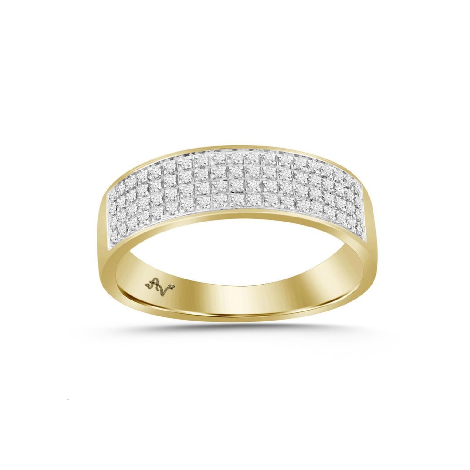 MEN'S BAND 0.25CT ROUND DIAMOND 10K YELLOW GOLD