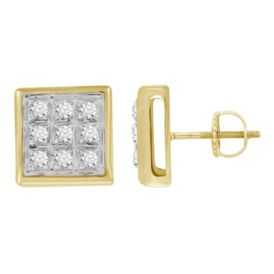 MEN'S YUVA EARRINGS 0.05CT ROUND DIAMOND 10K YELLOW GOLD