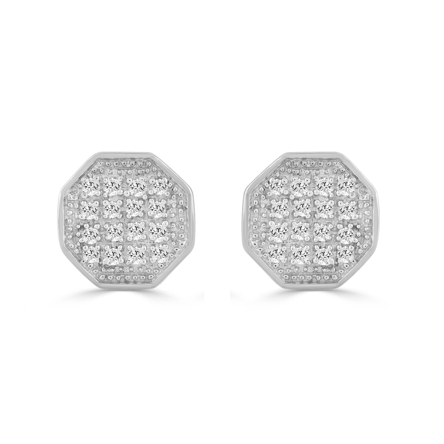 Elegant 0.10Ct Round Diamond Yuva Stud Earrings In Sterling Silver Stylish Ladies Everyday Jewelry