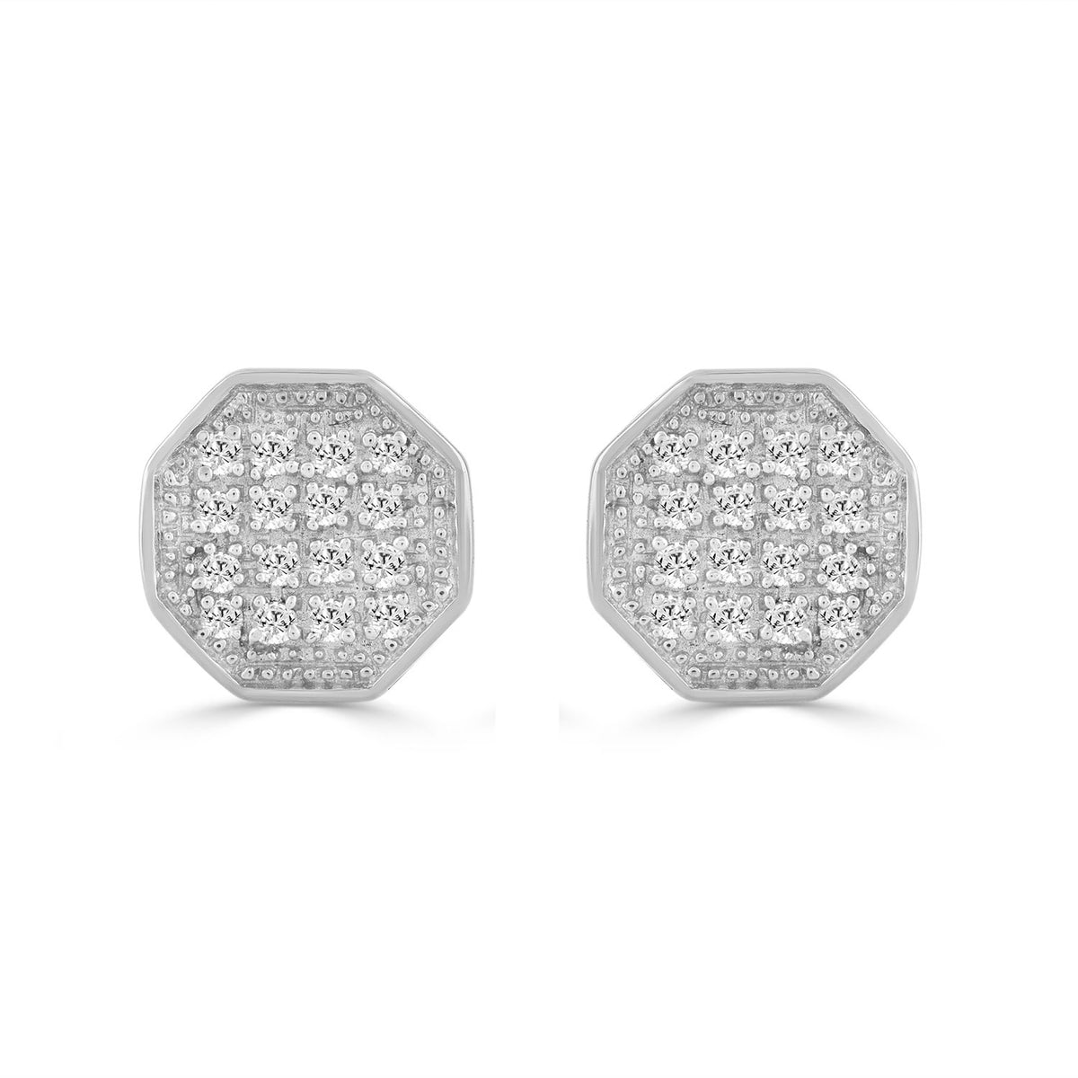 Elegant 0.10Ct Round Diamond Yuva Stud Earrings In Sterling Silver Stylish Ladies Everyday Jewelry