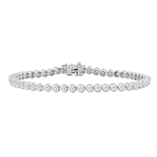 LADIES BRACELET 3.00CT ROUND DIAMOND 14K WHITE GOLD