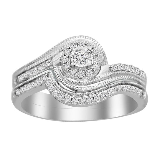 LADIES BIRDAL RING 0.25CT ROUND DIAMOND 10K WHITE GOLD