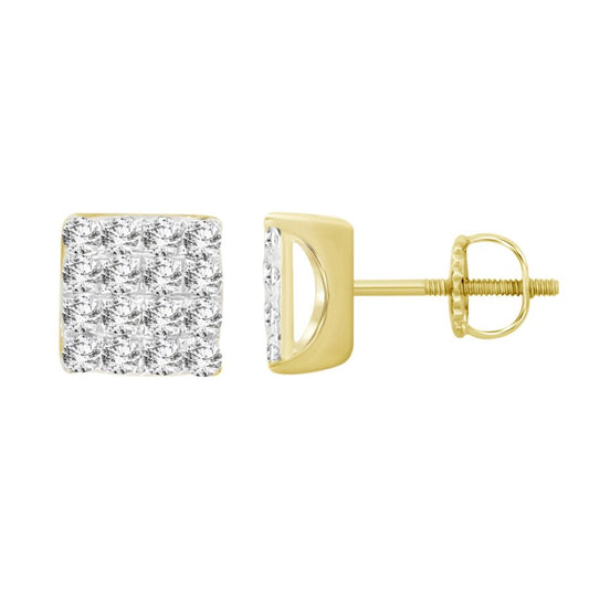 LADIES EARRING 0.50CT ROUND DIAMOND 10K YELLOW GOLD