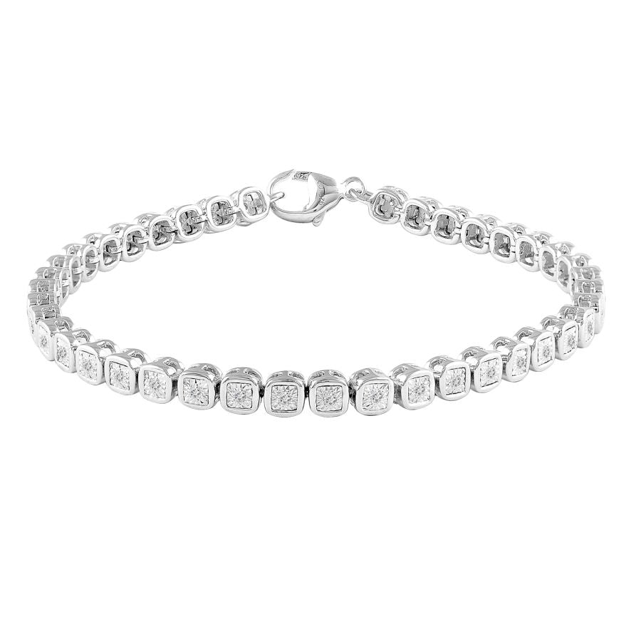 LADIES BRACELET 0.25CT ROUND DIAMOND STERLING SILVER/WHITE GOLD