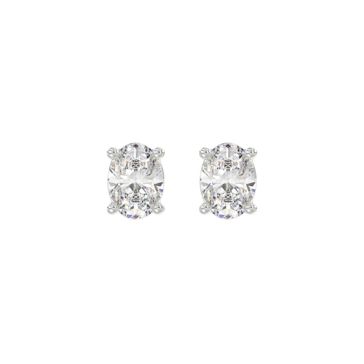 LADIES SOLITAIRE EARRINGS 1 1/2CT OVAL DIAMOND 14K WHITE GOLD