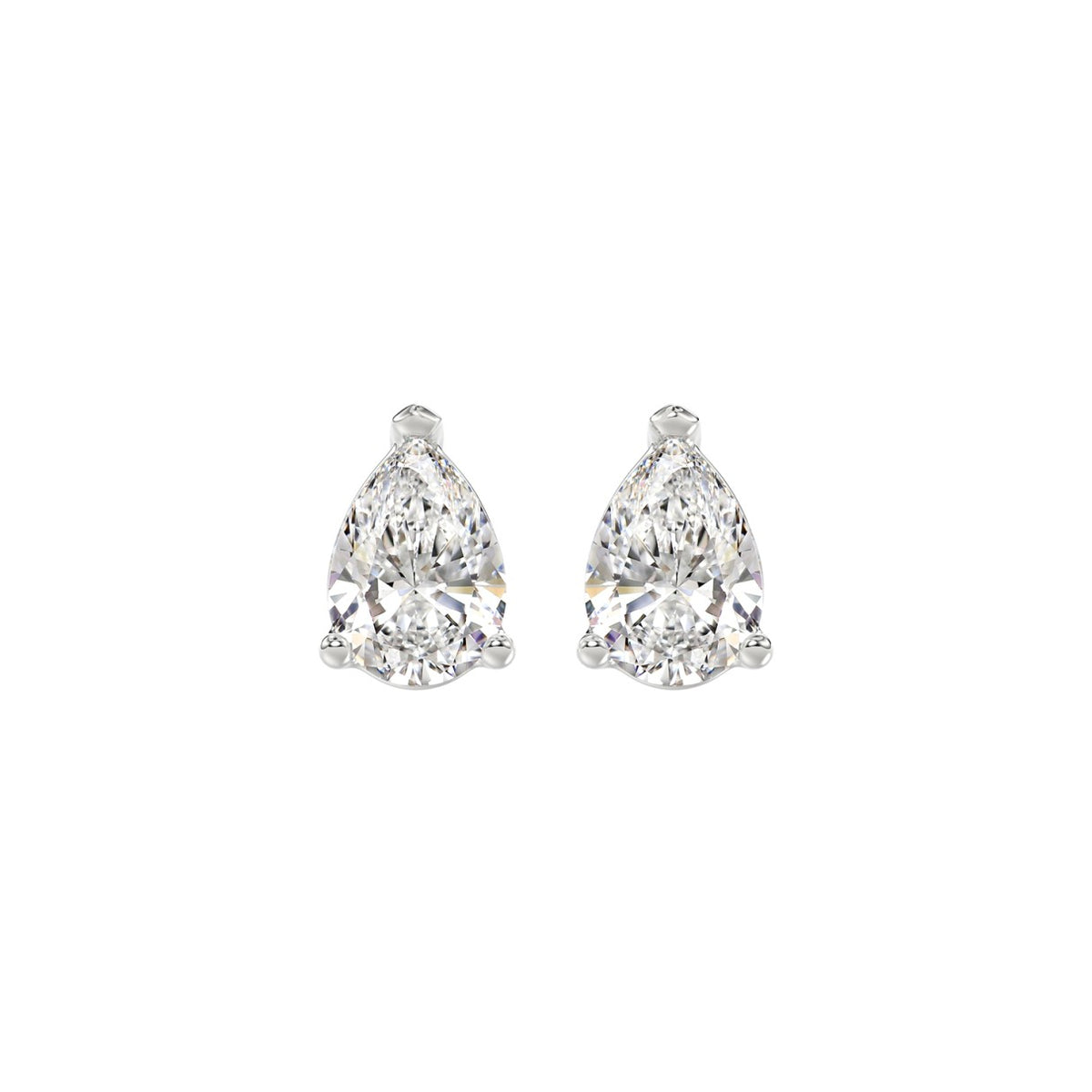LADIES SOLITAIRE EARRINGS 2CT PEAR DIAMOND 14K WHITE GOLD