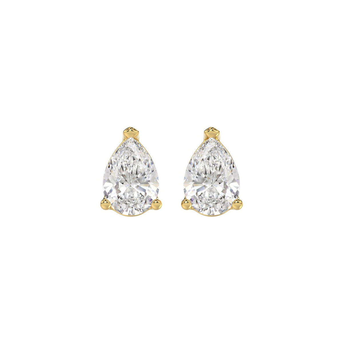 LADIES SOLITAIRE EARRINGS 2CT PEAR DIAMOND 14K YELLOW GOLD