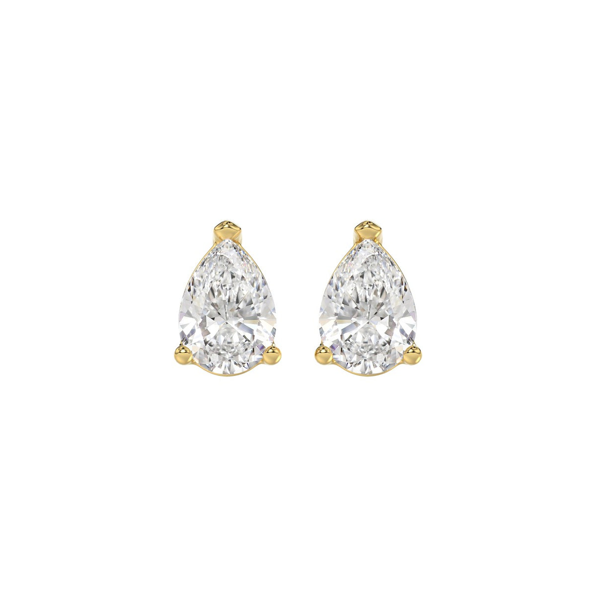 LADIES SOLITAIRE EARRINGS 2CT PEAR DIAMOND 14K YELLOW GOLD