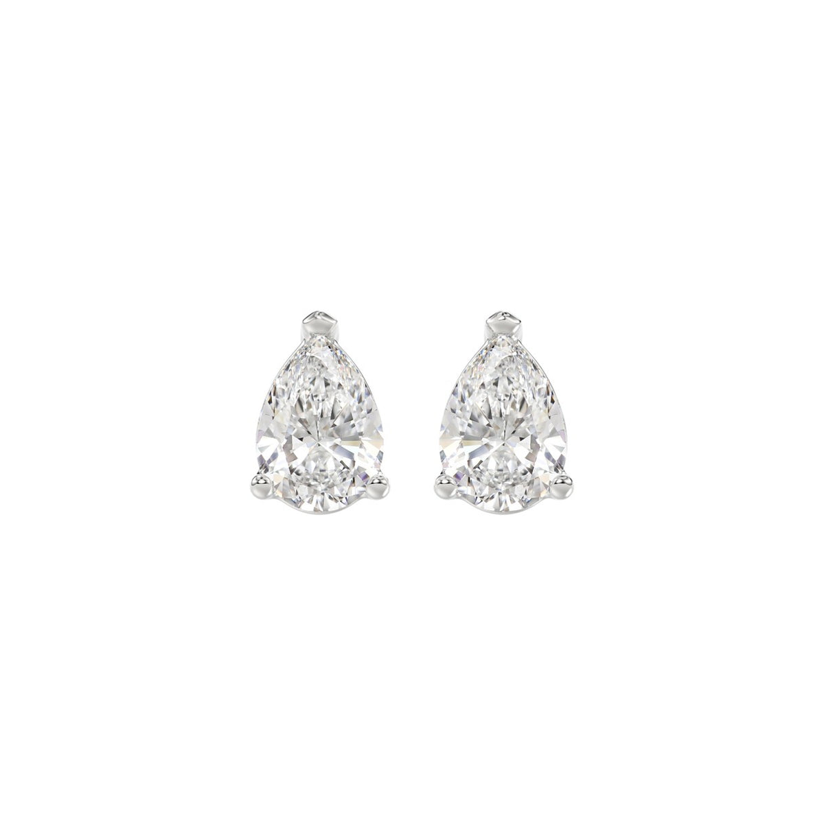 LADIES SOLITAIRE EARRINGS 1 1/2CT PEAR DIAMOND 14K WHITE GOLD