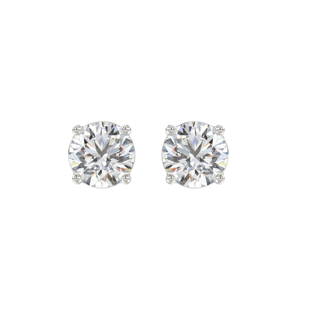 LADIES SOLITAIRE EARRINGS 3CT ROUND DIAMOND 14K WHITE GOLD (CENTER STONE ROUND DIAMOND 1 1/2CT)