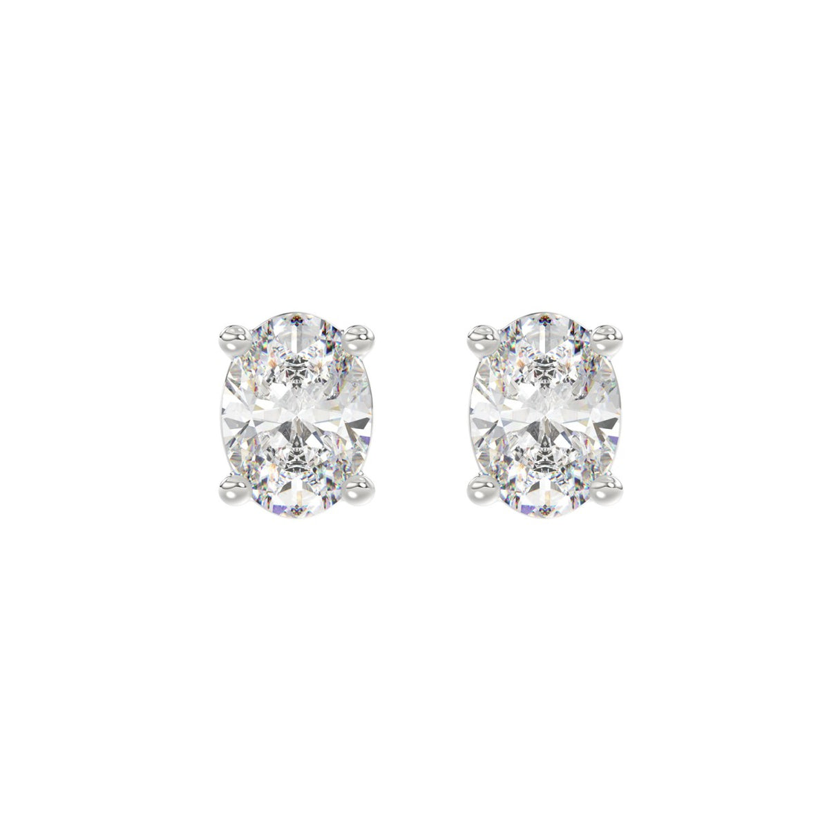 LADIES SOLITAIRE EARRINGS 3CT OVAL DIAMOND 14K WHITE GOLD (CENTER STONE OVAL DIAMOND 1 1/2CT )