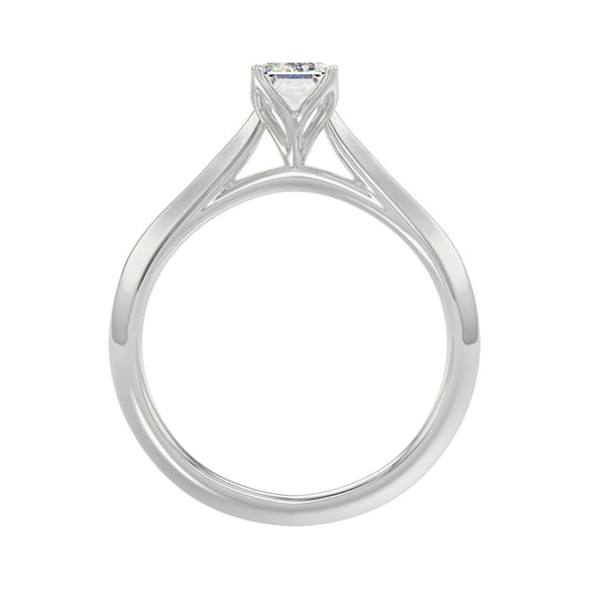 LADIES SOLITAIRE RING 1CT EMERALD DIAMOND 14K WHITE GOLD