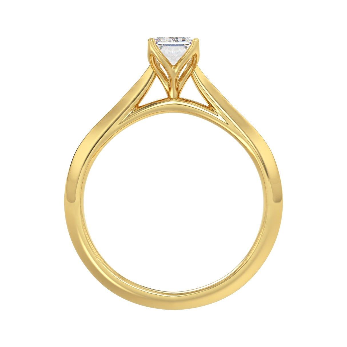 LADIES SOLITAIRE RING 1CT EMERALD DIAMOND 14K YELLOW GOLD