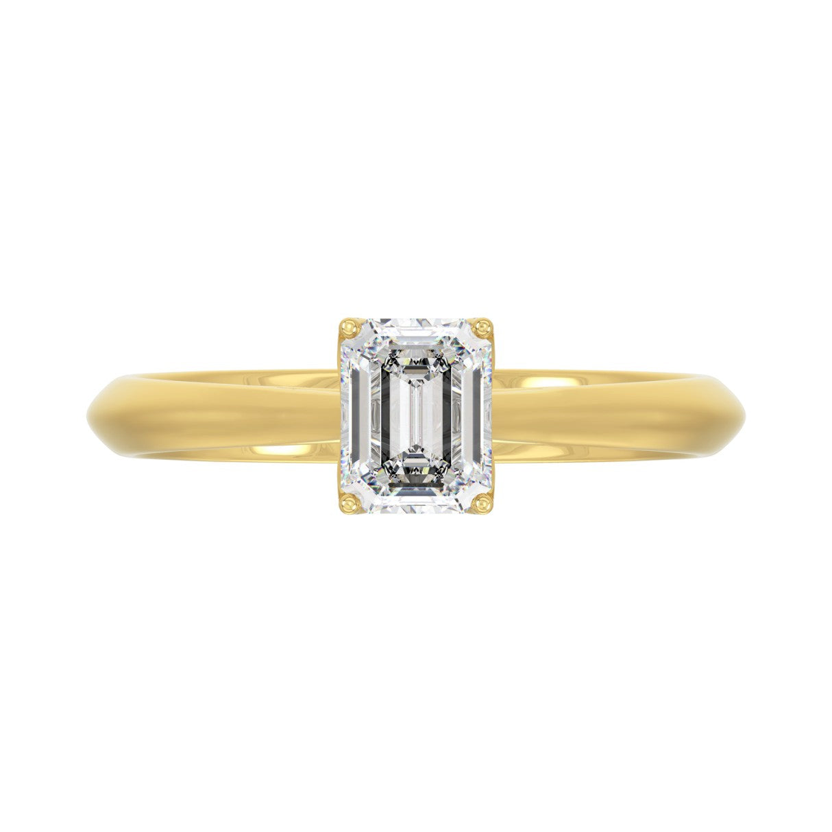 LADIES SOLITAIRE RING 1CT EMERALD DIAMOND 14K YELLOW GOLD