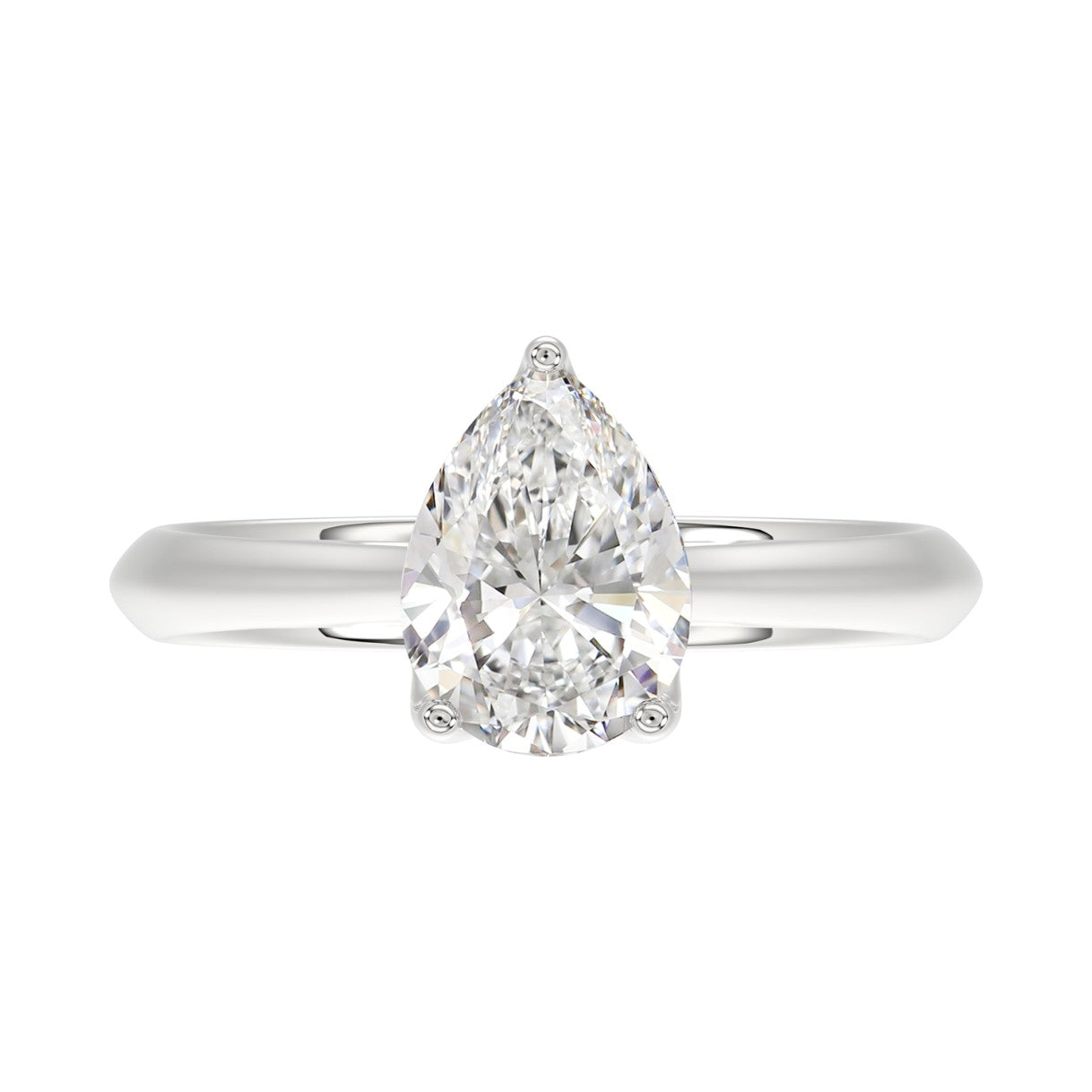 LADIES SOLITAIRE RING 2CT PEAR DIAMOND 14K WHITE GOLD