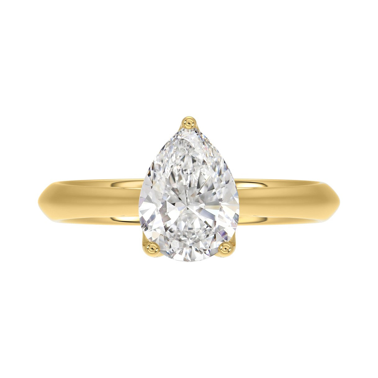LADIES SOLITAIRE RING 2CT PEAR DIAMOND 14K YELLOW GOLD