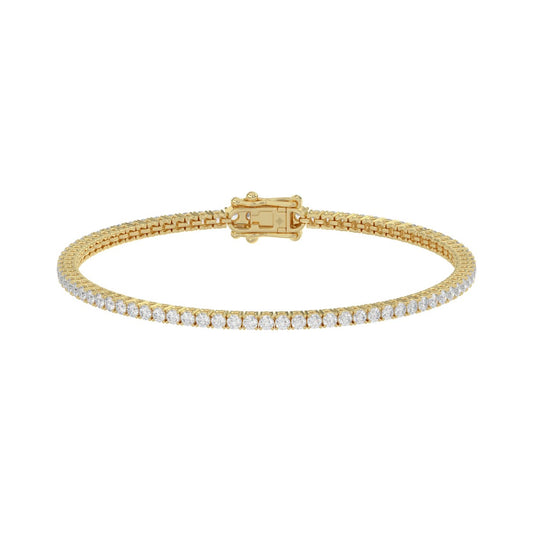 14K YELLOW GOLD 3CT ROUND DIAMOND LADIES BRACELET