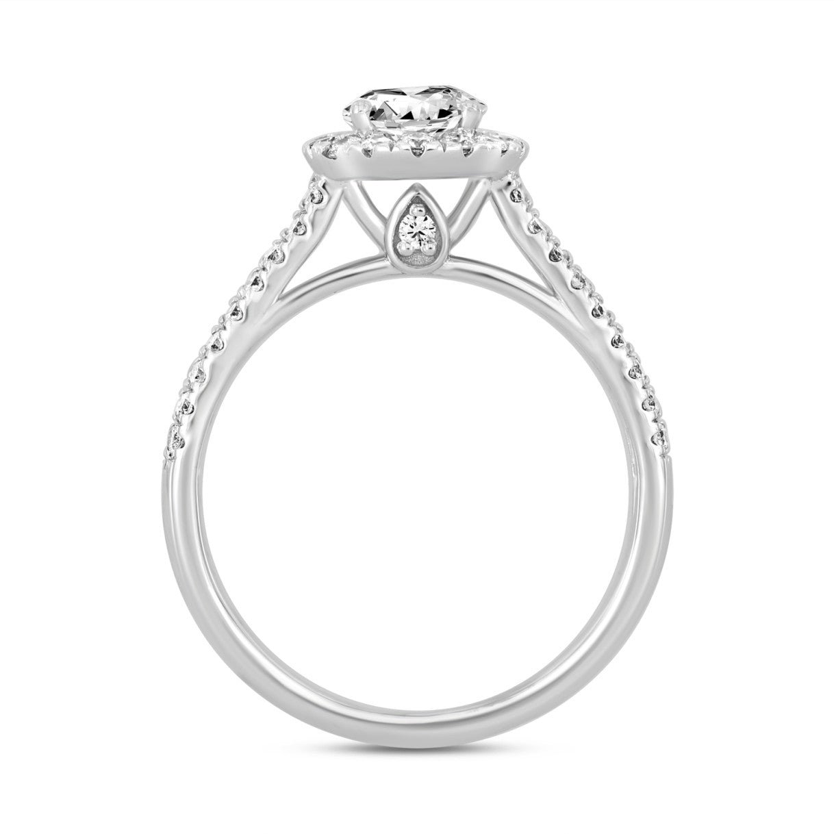 LADIES RING 1 1/2CT ROUND/OVAL DIAMOND 14K WHITE GOLD (CENTER STONE OVAL DIAMOND 1CT)