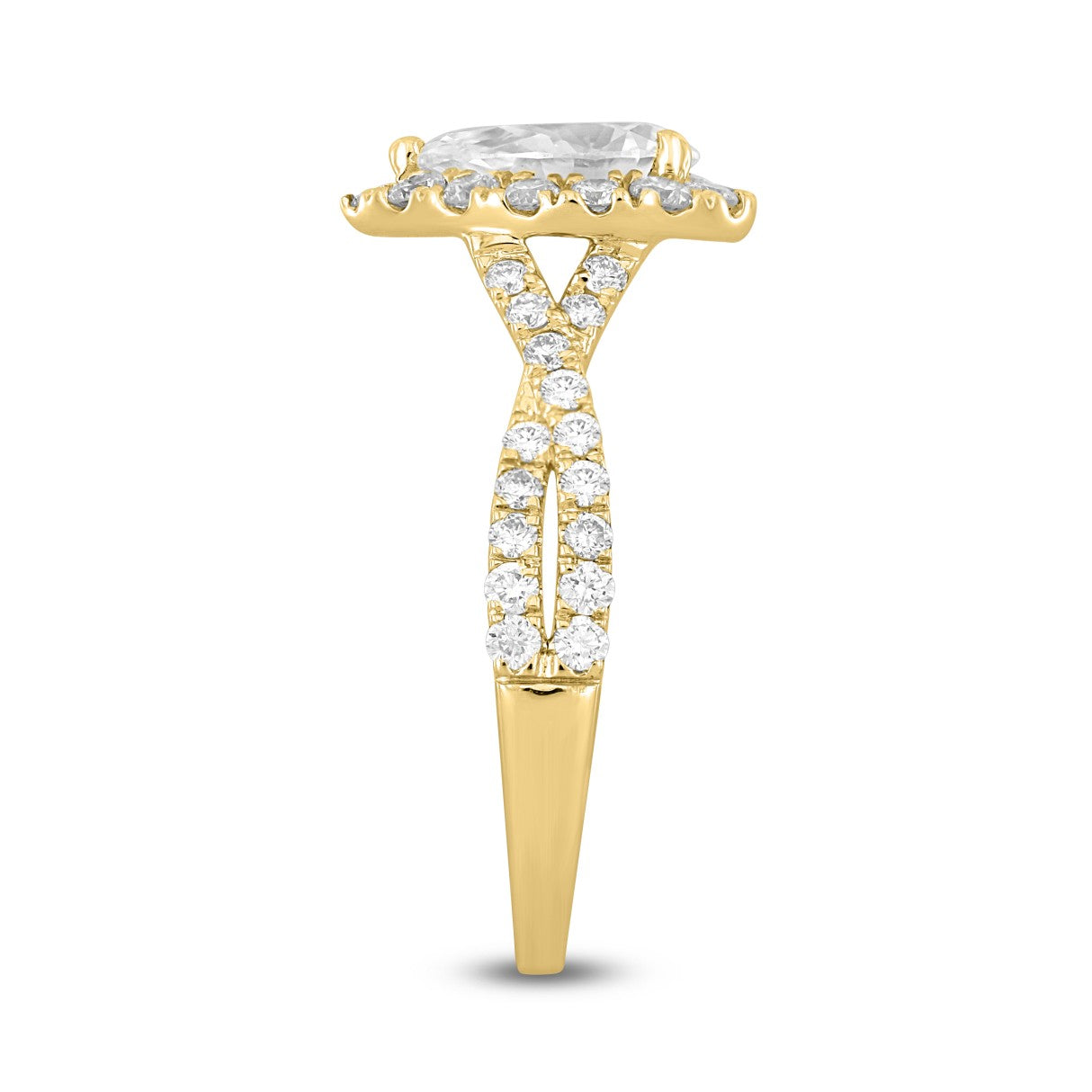14K YELLOW GOLD 1 3/4CT ROUND/PEAR DIAMOND LADIES RING (CENTER STONE PEAR DIAMOND 1.00CT)