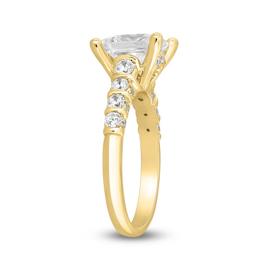 LADIES RINGS 2 1/2CT ROUND/PRINCESS DIAMOND 14K YELLOW GOLD (CENTER STONE PRINCESS DIAMOND 2.00CT)