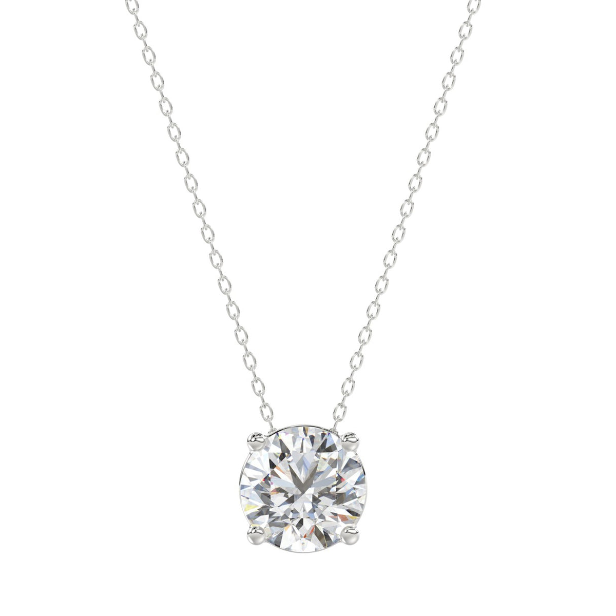 14K WHITE GOLD 1.00CT ROUND DIAMOND LADIES SOLITAIRE PENDANT WITH UNDER-PASS CHAIN (CENTER STONE ROUND DIAMOND 1CT)