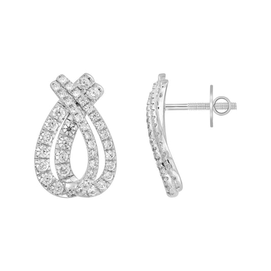 14K WHITE GOLD 2CT ROUND DIAMOND LADIES EARRINGS 