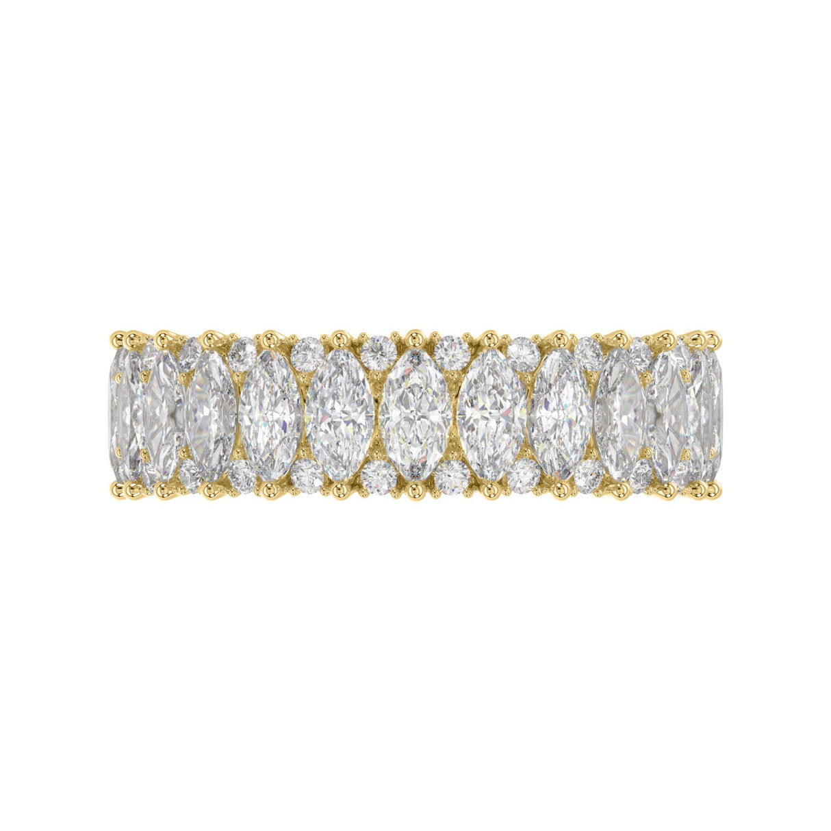 14K YELLOW GOLD 1 1/2CT ROUND/MARQUISE DIAMOND LADIES BAND