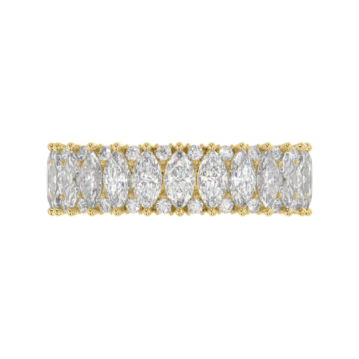 14K YELLOW GOLD 1 1/2CT ROUND/MARQUISE DIAMOND LADIES BAND