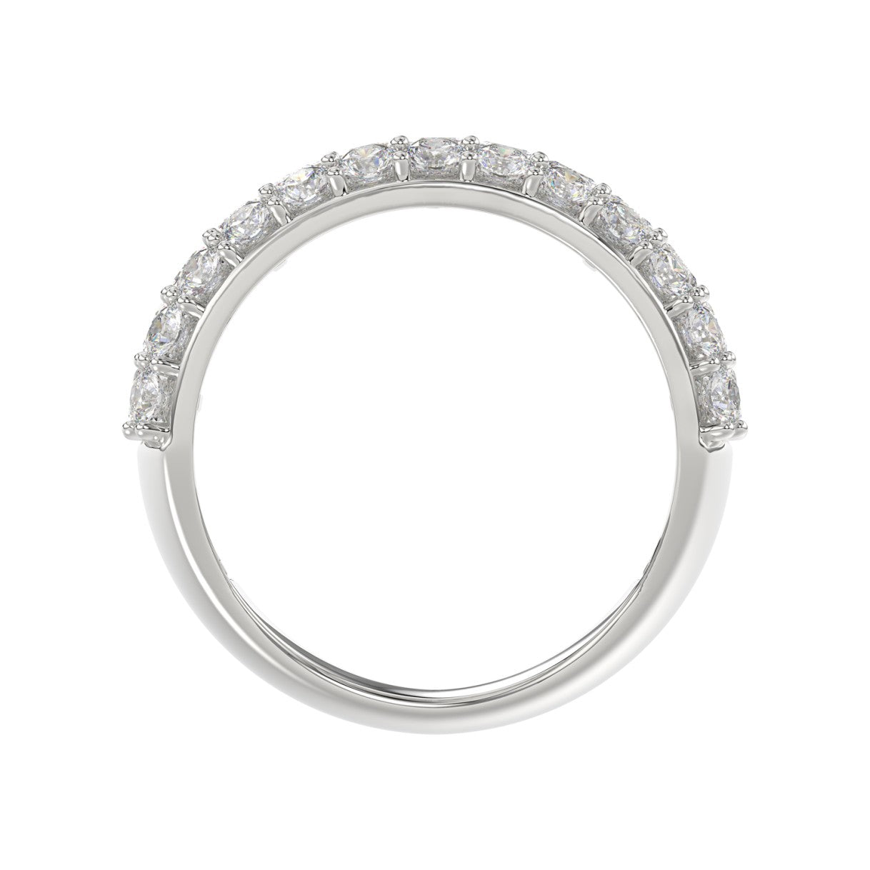 14K WHITE GOLD 2 1/2CT ROUND/EMERALD DIAMOND LADIES BAND