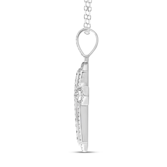 14K WHITE GOLD 3 1/2CT ROUND DIAMOND MEN'S PENDANT