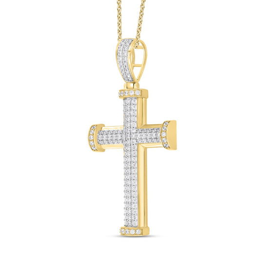 14K YELLOW GOLD 2 7/8CT ROUND DIAMOND MEN'S PENDANT