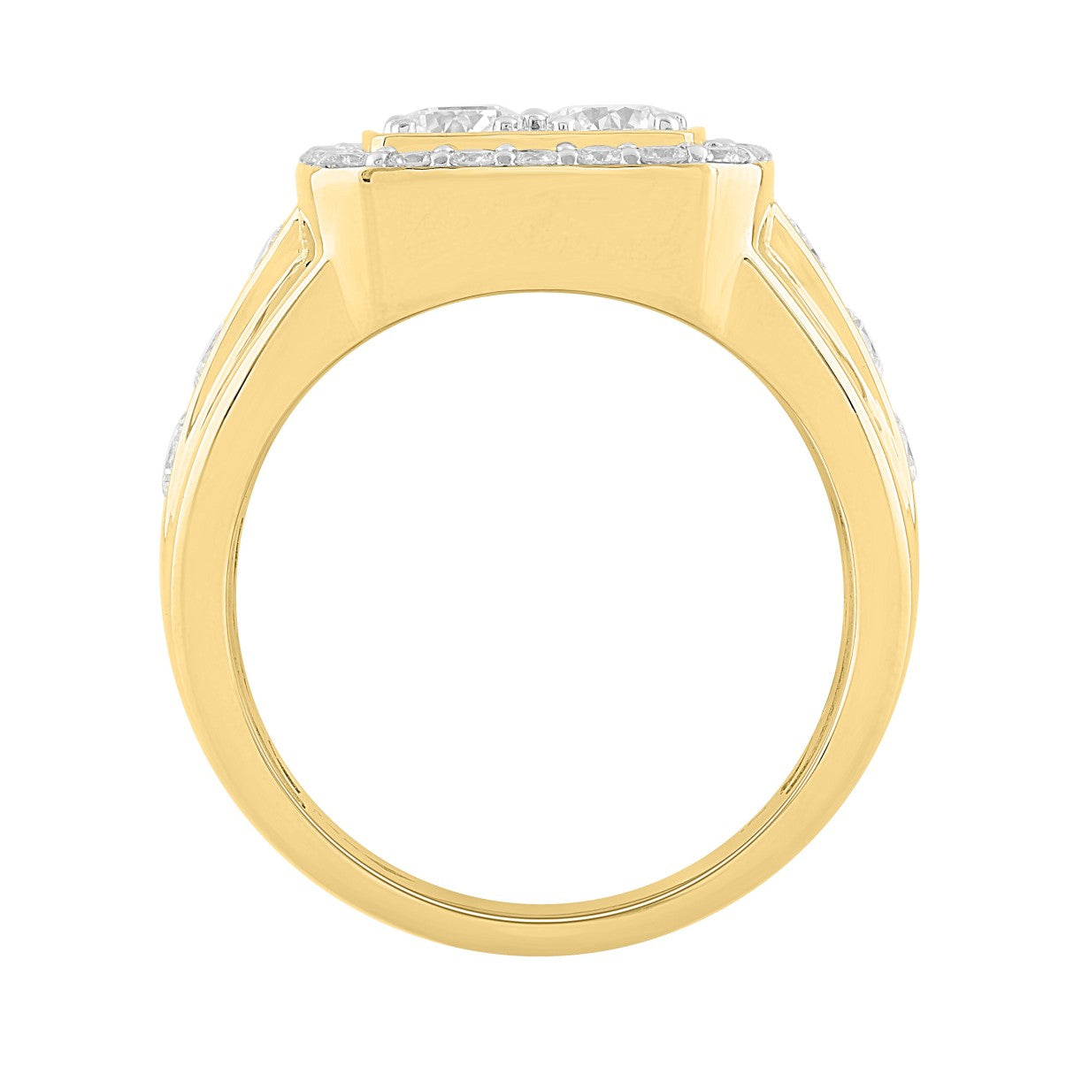 MEN'S RING 3CT ROUND DIAMOND 14K YELLOW GOLD