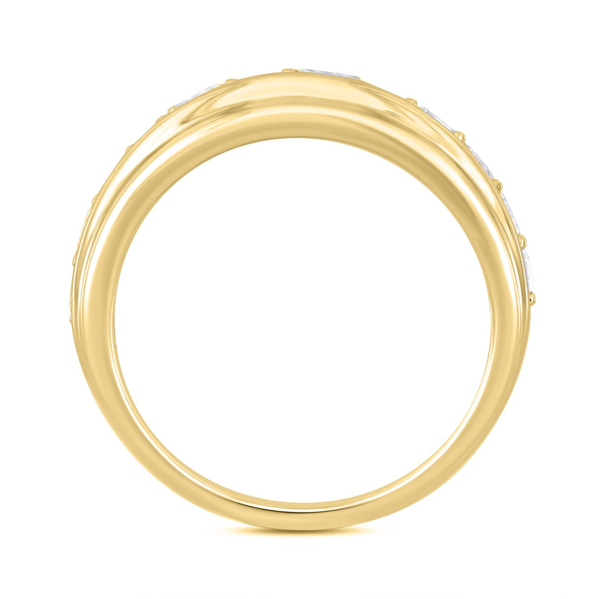 MEN'S BAND 3CT EMERALD DIAMOND 14K YELLOW GOLD