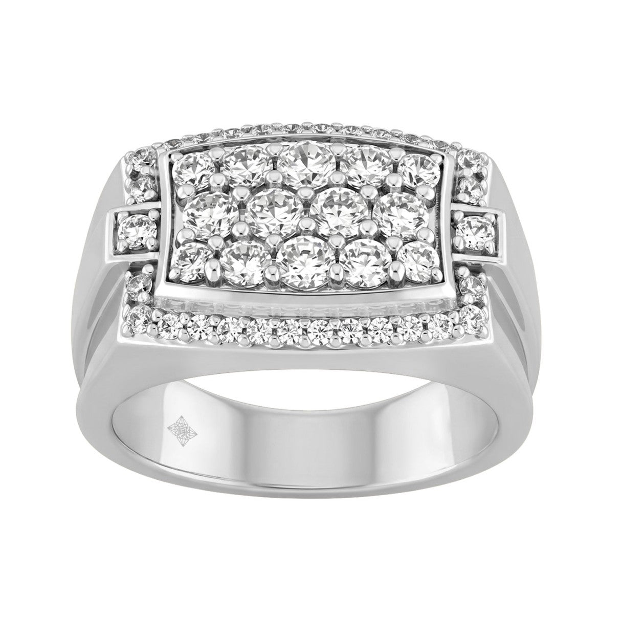 MEN'S RING 1 1/2CT ROUND DIAMOND 14K WHITE GOLD
