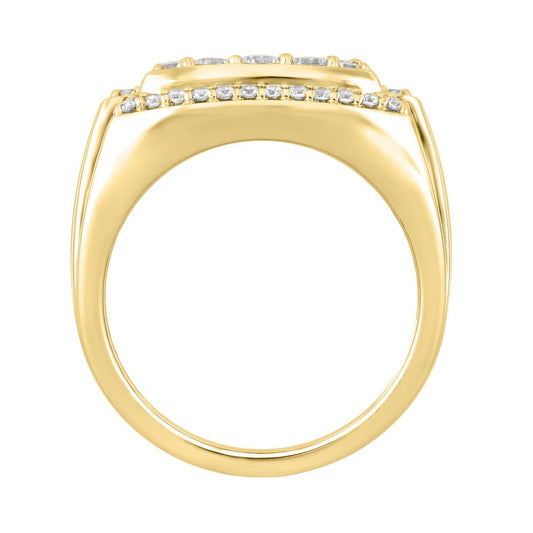 MEN'S RING 1 1/2CT ROUND DIAMOND 14K YELLOW GOLD