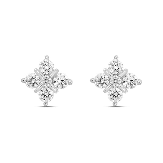 14K WHITE GOLD 1 1/2CT ROUND DIAMOND LADIES EARRINGS 
