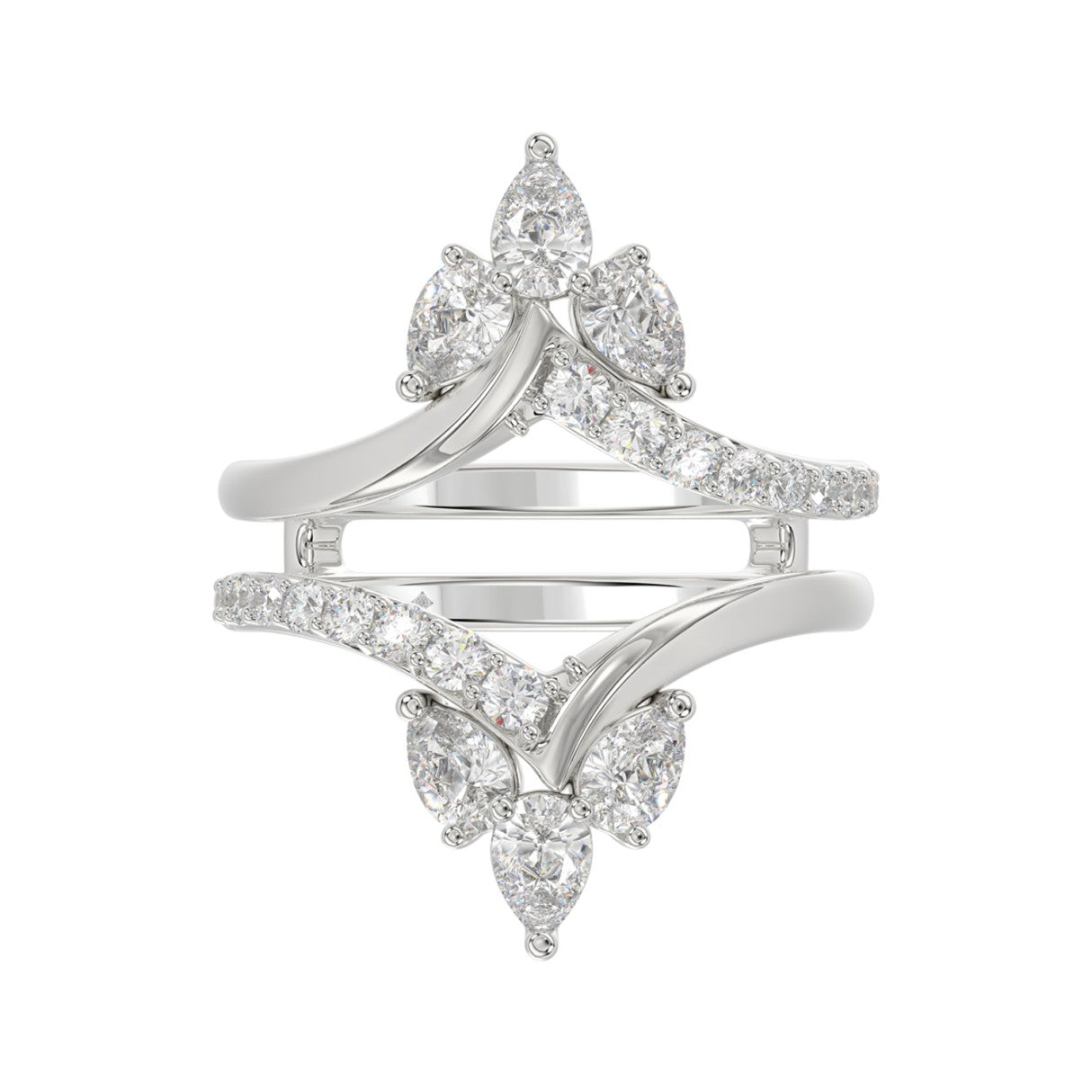 14K WHITE GOLD 1 1/4CT ROUND/PEAR DIAMOND LADIES WRAP RING