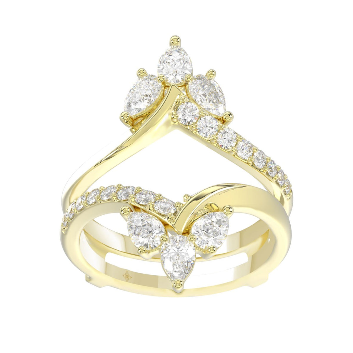 14K YELLOW GOLD 1 1/4CT ROUND/PEAR DIAMOND LADIES WRAP RING