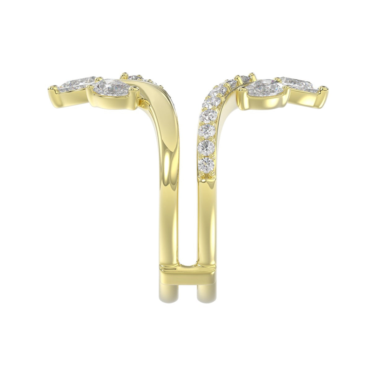 14K YELLOW GOLD 1 1/4CT ROUND/PEAR DIAMOND LADIES WRAP RING