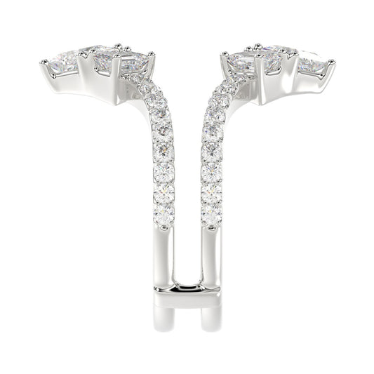 LADIES ENHANCERS RING 1 3/4CT ROUND/PRINCESS/EMERALD DIAMOND 14K WHITE GOLD