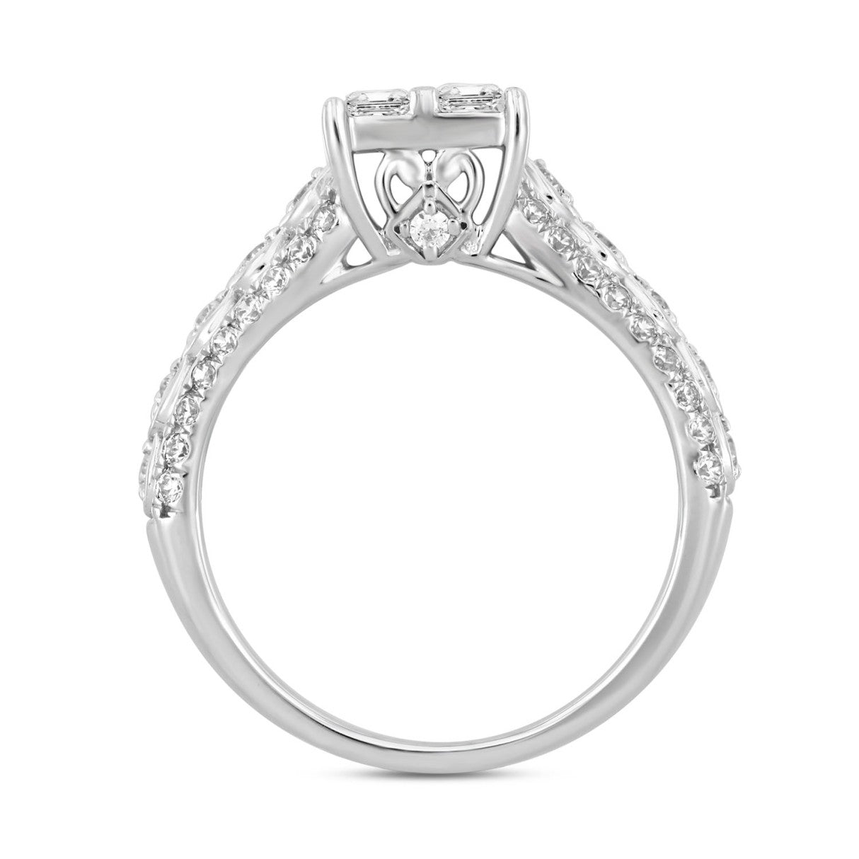 LADIES RING 1 1/4CT ROUND/PRINCESS DIAMOND 14K WHITE GOLD