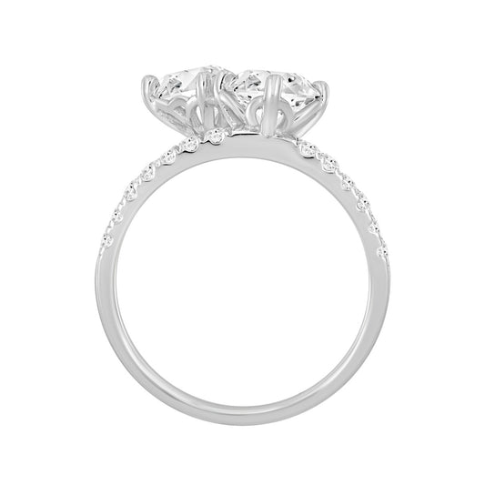 LADIES RING 2 1/2CT ROUND/PRINCESS DIAMOND 14K WHITE GOLD
