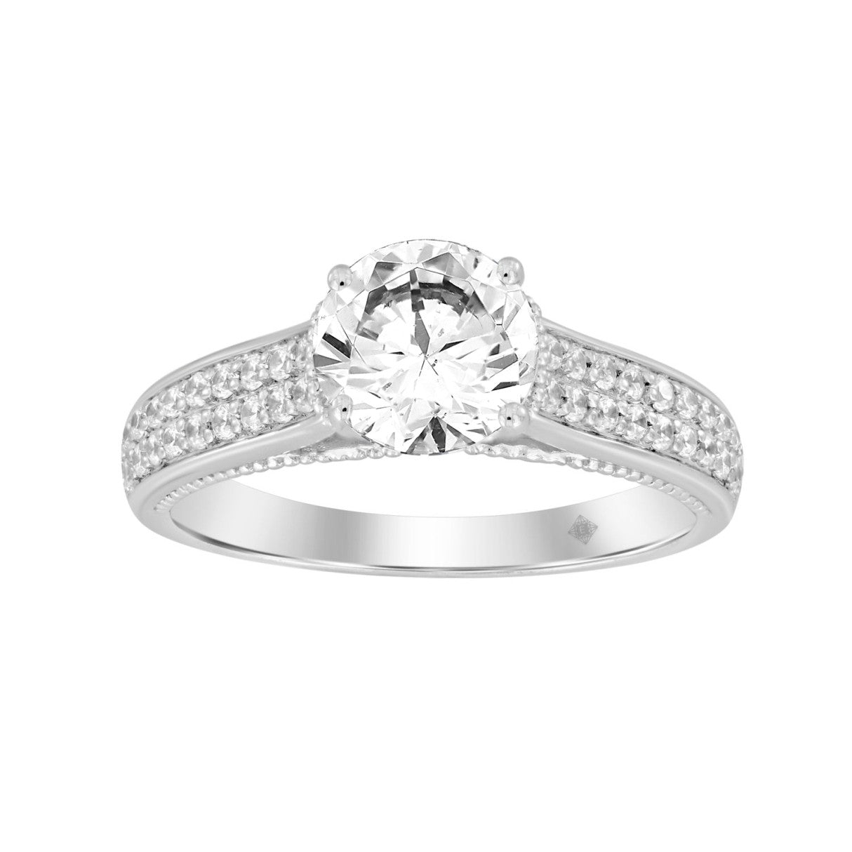 14K WHITE GOLD 1 3/4CT ROUND DIAMOND LADIES RING