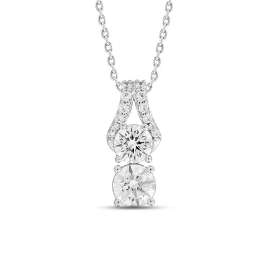 14K WHITE GOLD 1 1/2CT ROUND DIAMOND LADIES PENDANT WITH CHAIN