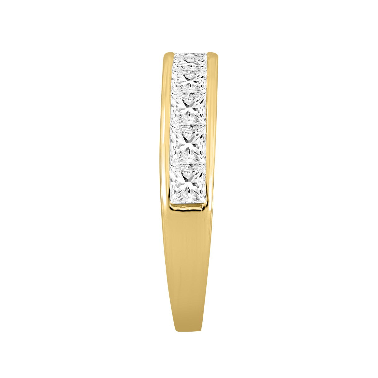 14K Yellow Gold 1 1/2Ct Princess Cut Diamond Ladies Wedding Band Ring